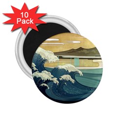 Sea Asia Waves Japanese Art The Great Wave Off Kanagawa 2 25  Magnets (10 Pack)  by Cemarart