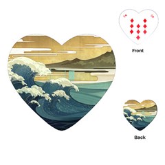 Sea Asia Waves Japanese Art The Great Wave Off Kanagawa Playing Cards Single Design (heart) by Cemarart