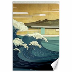 Sea Asia Waves Japanese Art The Great Wave Off Kanagawa Canvas 24  X 36  by Cemarart