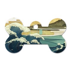 Sea Asia Waves Japanese Art The Great Wave Off Kanagawa Dog Tag Bone (two Sides) by Cemarart