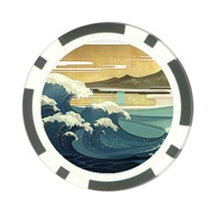 Sea Asia Waves Japanese Art The Great Wave Off Kanagawa Poker Chip Card Guard by Cemarart