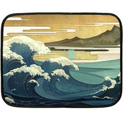 Sea Asia Waves Japanese Art The Great Wave Off Kanagawa Two Sides Fleece Blanket (mini) by Cemarart