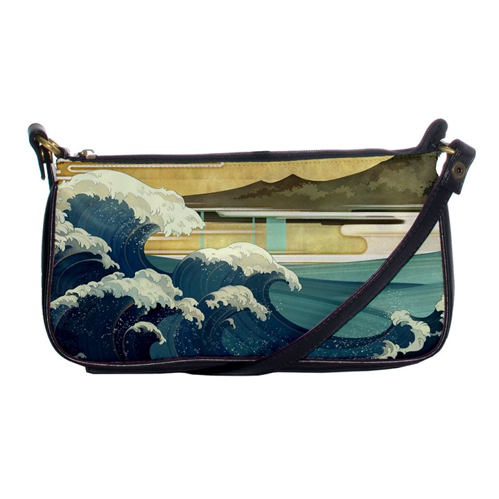 Sea Asia Waves Japanese Art The Great Wave Off Kanagawa Shoulder Clutch Bag