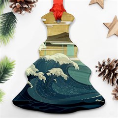 Sea Asia Waves Japanese Art The Great Wave Off Kanagawa Ornament (christmas Tree)  by Cemarart