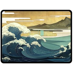 Sea Asia Waves Japanese Art The Great Wave Off Kanagawa Two Sides Fleece Blanket (large) by Cemarart