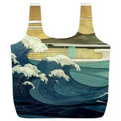 Sea Asia Waves Japanese Art The Great Wave Off Kanagawa Full Print Recycle Bag (xl) by Cemarart