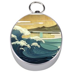 Sea Asia Waves Japanese Art The Great Wave Off Kanagawa Silver Compasses by Cemarart