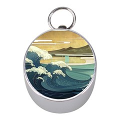 Sea Asia Waves Japanese Art The Great Wave Off Kanagawa Mini Silver Compasses by Cemarart