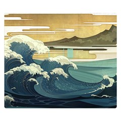 Sea Asia Waves Japanese Art The Great Wave Off Kanagawa Two Sides Premium Plush Fleece Blanket (small) by Cemarart