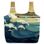 Sea Asia Waves Japanese Art The Great Wave Off Kanagawa Full Print Recycle Bag (XXXL) Front