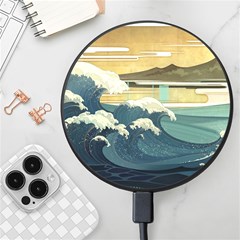 Sea Asia Waves Japanese Art The Great Wave Off Kanagawa Wireless Fast Charger(black) by Cemarart