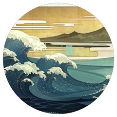 Sea Asia Waves Japanese Art The Great Wave Off Kanagawa Round Trivet by Cemarart