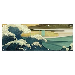 Sea Asia Waves Japanese Art The Great Wave Off Kanagawa Banner And Sign 8  X 3  by Cemarart