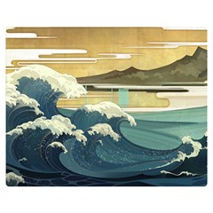 Sea Asia Waves Japanese Art The Great Wave Off Kanagawa Premium Plush Fleece Blanket (medium) by Cemarart