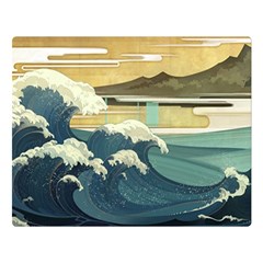 Sea Asia Waves Japanese Art The Great Wave Off Kanagawa Premium Plush Fleece Blanket (large) by Cemarart