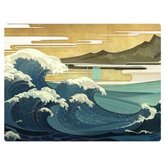 Sea Asia Waves Japanese Art The Great Wave Off Kanagawa Premium Plush Fleece Blanket (extra Small) by Cemarart