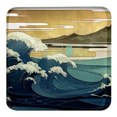 Sea Asia Waves Japanese Art The Great Wave Off Kanagawa Square Glass Fridge Magnet (4 Pack) by Cemarart