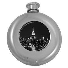 Photography Of Buildings New York City  Nyc Skyline Round Hip Flask (5 Oz) by Cemarart