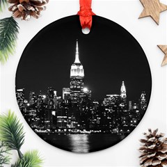 Photography Of Buildings New York City  Nyc Skyline Round Ornament (two Sides) by Cemarart