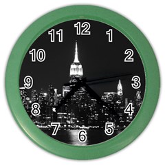 Photography Of Buildings New York City  Nyc Skyline Color Wall Clock by Cemarart