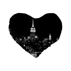 Photography Of Buildings New York City  Nyc Skyline Standard 16  Premium Flano Heart Shape Cushions by Cemarart