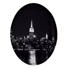 Photography Of Buildings New York City  Nyc Skyline Oval Glass Fridge Magnet (4 Pack) by Cemarart