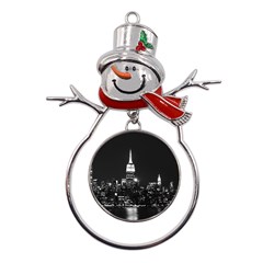 Photography Of Buildings New York City  Nyc Skyline Metal Snowman Ornament by Cemarart