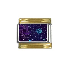 Realistic Night Sky With Constellations Gold Trim Italian Charm (9mm) by Cemarart