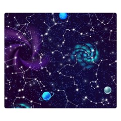 Realistic Night Sky With Constellations Two Sides Premium Plush Fleece Blanket (small) by Cemarart