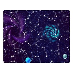 Realistic Night Sky With Constellations Two Sides Premium Plush Fleece Blanket (large) by Cemarart