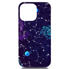 Realistic Night Sky With Constellations Iphone 14 Pro Max Black Uv Print Case by Cemarart