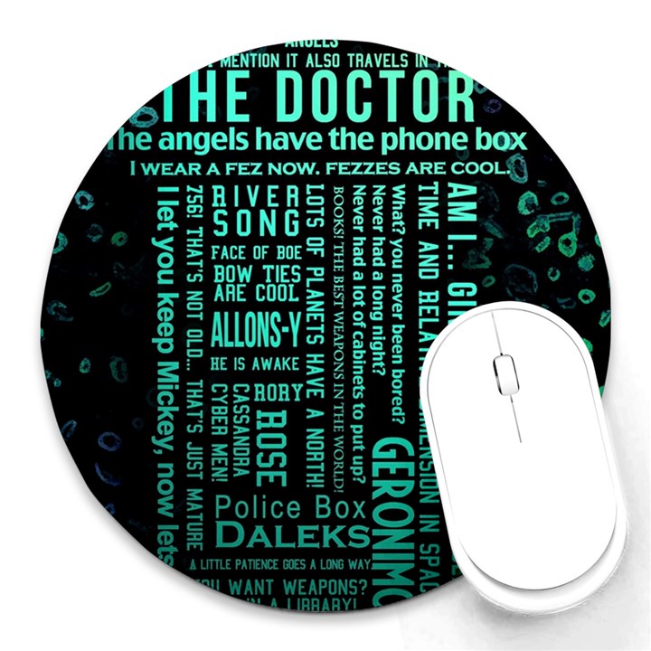 Tardis Doctor Who Technology Number Communication Round Mousepad