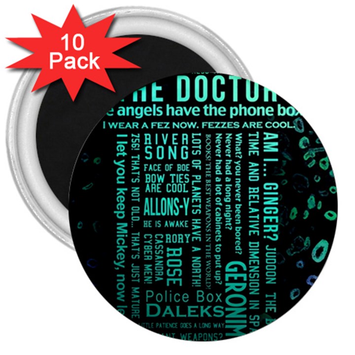 Tardis Doctor Who Technology Number Communication 3  Magnets (10 pack) 