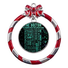 Tardis Doctor Who Technology Number Communication Metal Red Ribbon Round Ornament