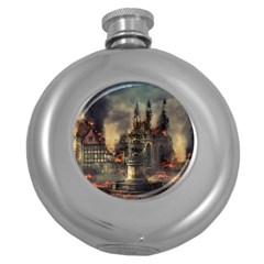 Braunschweig City Lower Saxony Round Hip Flask (5 Oz) by Cemarart