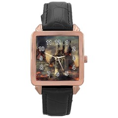 Braunschweig City Lower Saxony Rose Gold Leather Watch  by Cemarart