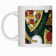 Seamless Pizza Slice Pattern Illustration Great Pizzeria Background White Mug by Cemarart