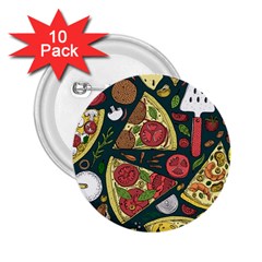 Seamless Pizza Slice Pattern Illustration Great Pizzeria Background 2 25  Buttons (10 Pack)  by Cemarart