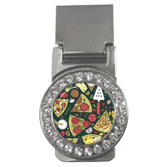 Seamless Pizza Slice Pattern Illustration Great Pizzeria Background Money Clips (cz)  by Cemarart