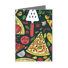 Seamless Pizza Slice Pattern Illustration Great Pizzeria Background Mini Greeting Card by Cemarart