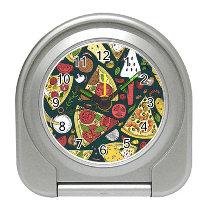 Seamless Pizza Slice Pattern Illustration Great Pizzeria Background Travel Alarm Clock