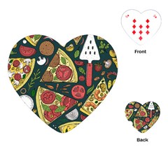 Seamless Pizza Slice Pattern Illustration Great Pizzeria Background Playing Cards Single Design (heart) by Cemarart