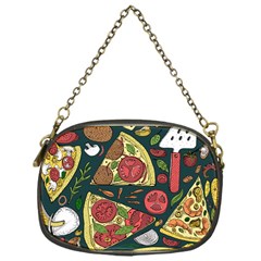 Seamless Pizza Slice Pattern Illustration Great Pizzeria Background Chain Purse (one Side) by Cemarart