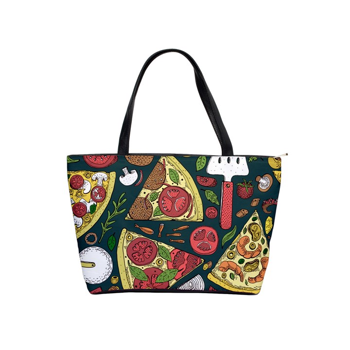 Seamless Pizza Slice Pattern Illustration Great Pizzeria Background Classic Shoulder Handbag