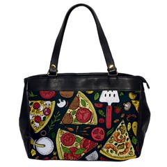 Seamless Pizza Slice Pattern Illustration Great Pizzeria Background Oversize Office Handbag by Cemarart