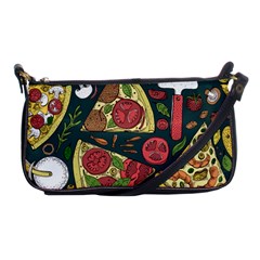 Seamless Pizza Slice Pattern Illustration Great Pizzeria Background Shoulder Clutch Bag by Cemarart