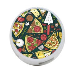 Seamless Pizza Slice Pattern Illustration Great Pizzeria Background 4-port Usb Hub (one Side) by Cemarart