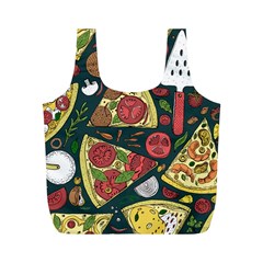 Seamless Pizza Slice Pattern Illustration Great Pizzeria Background Full Print Recycle Bag (m) by Cemarart