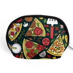 Seamless Pizza Slice Pattern Illustration Great Pizzeria Background Accessory Pouch (medium) by Cemarart