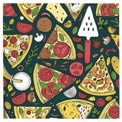 Seamless Pizza Slice Pattern Illustration Great Pizzeria Background Wooden Puzzle Square by Cemarart